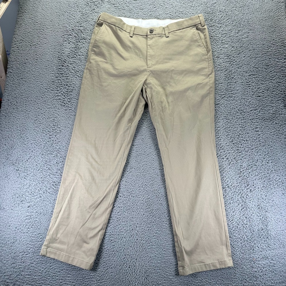 George Pant Men 38x32 Brown Cotton Chino Straight Preppy Business Office Stretch